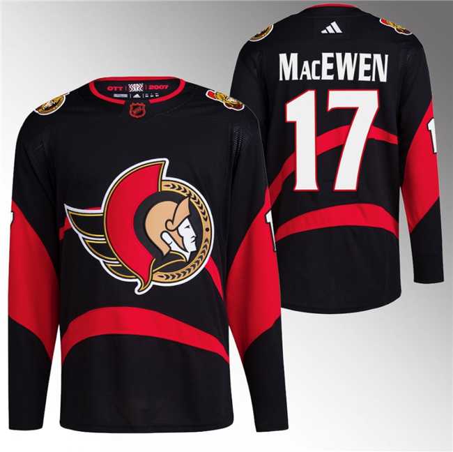 Mens Ottawa Senators #17 Zack MacEwen Black Reverse Retro Stitched Jersey->ottawa senators->NHL Jersey